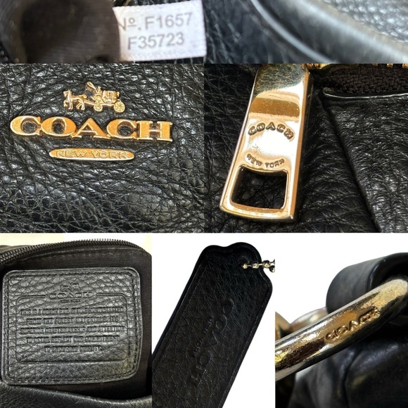 Coach Phoebe Pebbled Leather Shoulder Bag in Black F35723 - Picture 10 of 16